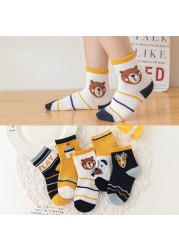 5pairs/lot 3 to 12 Years Kids Soft Cotton Socks Boy Girl Baby Cute Cartoon Warm Fashion School Socks Autumn Winter Cartoon