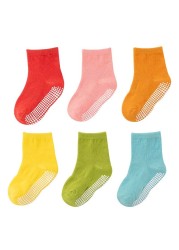 6 Pairs Set 0-7Years Cotton Boys Girls Infant Baby Kids Children Baby Non-slip Grips Socks Autumn Winter Spring Summer