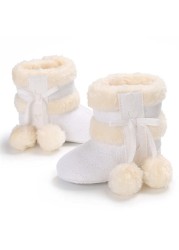 2019 Winter Snow Baby Boots 7 Colors Warm Fluff Balls Indoor Coton Soft Rubber Sole Infant Newborn Baby Boy Boots