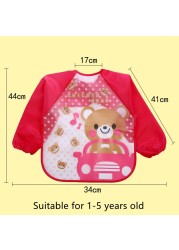 Baby Bandana Bibs Cute Cartoon Colorful Bibs Waterproof Infant Eating Children Sketch Long Sleeve Apron Baby Self Feeding Bib