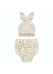 Newborn Baby Clothes for Girls Boys Crochet Knit Costume Photo Photography Prop Accessories Rabbit Baby Caps Hats roupa de bebe