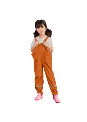 2~8 Years Kids Boys Girls Rain Overall Waterproof Baby Rain Pants Outdoor Sports Jumpsuit Clothes With Convex Baby Lining