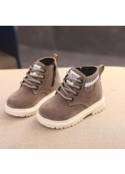 Autumn Winter Children's Shoes Martin Boots Boys Shoes Soft Leather Anti-slip Girls Shoes 21-30 Running Sneakers