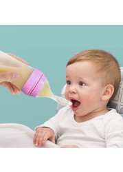 Silicone Soft Spoon Squeeze Feeding Bottle Newborn Spoon Infant Food Supplement Feeder Safe Baby Stuff Silicone Tableware Kids