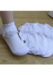 10pairs/lot Baby Girls Kids Lace Ruffle Socks Princess Mesh Children Ankle Short Breathable Cotton White Pink Blue Toddler Sock