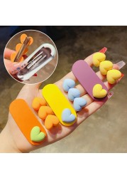 2pcs Macaron Colorful Baby Girls Hair Clips Cute Heart BB Clip Korean Fashion Kawaii Kids Princess Hair Waves Hair Accessories