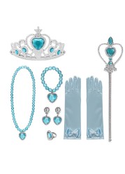 Frozen Cinderella Anna Princess Accessories Girls Fancy Dress Gloves Bowknot Wand Crown Bracelet Neacklace JYF