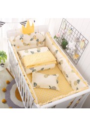 5 Piece Set Nordic Bed Bumper In Crib Cotton Crown Shape Baby Bed Bumpers Removable With Filling Baby Cot Bed Set