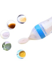 Newborn Baby Feeding Bottle 90ml Silicone Squeeze Spoon Milk Bottle Baby Training Nutrition Supplement