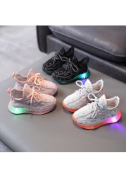 Size 21-30 Children Luminous Shoes For Boys Girls Mesh Kids Boys Glowing Sneakers With LED Lights Non-slip Baby Shoes For Girls