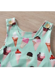 Boys and girls baby jumpsuit summer novelty cute baby boy sleeveless ice cream climbing suit