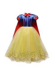 Girls Summer Princess Dress Fancy Snow White Puff Sleeve Dress Kids Birthday Party Fancy Dress Vestidos