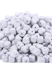 Coskiss 20pcs Baby Teether Beads Gray Silicone Letter Beads Silicone Beads Baby Teething Chew Pendant Beads DIY