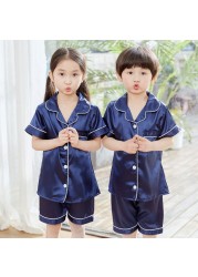 Summer Girl's Satin Pajamas Silk Pajama Shorts Pajama Sets Kids New Design Homefit Fabric Girl Sleepwear Clothing Sets for Teenagers