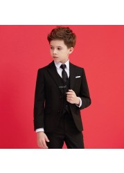 Boys Black 007 Wedding Suit Kids Formal Blazer Clothes Set Gentleman Children's Day Graduation Choir Performance Costume