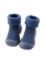 Winter Kids Warm Snow Boots Socks Infant Boys Brushed Thick Sock Boots Yellow Black Baby Girls Socks Soft Soles Toddler Shoes