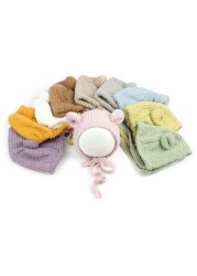 Newborn Photography Posing Props Cute Crochet Knitted Hat Baby Infant Beanies Cap Photo Shooting Accessories