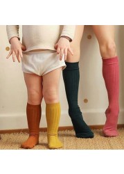 Baby Girls Socks Soft Cotton Knee High Socks Kids Boys Solid Color Socks Leg Warmers 2021 Spring Autumn