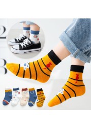 5pairs/lot Autumn Winter Children Cartoon Bear Socks Baby Cute Trendy Cotton Print Socks Comfortable Girls Boys Sports Socks Hot