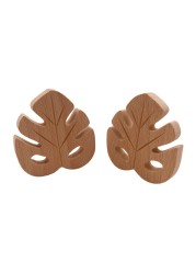 Baby Nursing Teether Accessories Beech Wood Leaves Food Grade Sensory Toy DIY Teething Jewelry Pendant Baby Teether