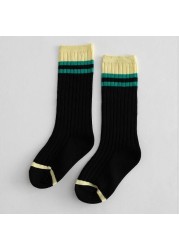 3 pairs 1-8 years old 2021 spring and summer new parallel stripes striped kids middle tube children's socks