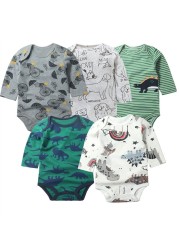 3/4/5pcs Baby Spring Autumn Outerwear Long Sleeve 100% Cotton Boys Girls Clothes Newborn 0-24 Months Clothes