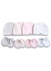 2pcs/set Simple Newborn Baby Newborn Hat Glove Set Soft Cotton Kids Infant Anti-scratch Gloves Hat Gifts