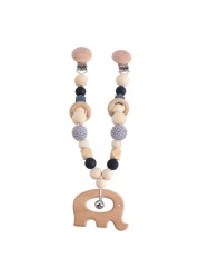 Baby Wooden Teether Nursing Molar Soother Teething Charm Stroller Clip Hanging Toy Pacifier Chain Pram Mobile Rattle