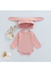 Ma & Baby 3-24M Newborn Infant Baby Boys Girls Bunny Romper Long Sleeve Jumpsuit Long Ear Hat Autumn Spring Easter Clothes D84