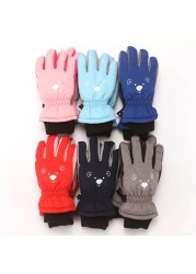 Children Skiing Cycling Gloves Kid Thick Warm Cute Bear Face Gloves