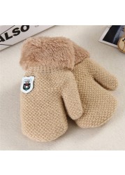 Boys Girls Knitted Gloves Full Finger Warm Rope Gloves Toddler Kids New Winter Set