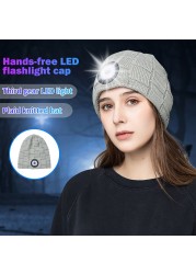 Unisex Outdoor Cycling Hiking LED Light Hat Knitted Winter Elastic Beanie Cap Hat With Lighting Christmas Gift For Friend