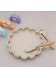 BPA Free Baby Cutlery Cute Lace Oval Cutlery Water Resistant Plates Spoon Fork Solid Color Special Offer