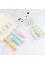 Baby Cartoon Silicone Toothbrush 4pcs/set Cute Rabbit/Bear Shape 4Colors Soft Brush With Suction Dental Seat Health Toothbrush