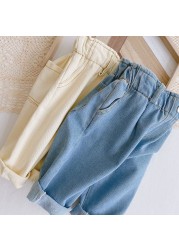 MILANCEL 2022 Spring New Kids Pants Waist Bud Girls Pants Fashion Boys Denim Pants Girl Jeans