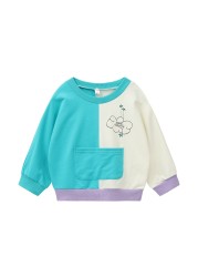 Taxidi Moda Baby Girls Clothes Spring 2022 Cotton Patchwork Letter Cute Kids Sweatshirt Pocket Pullover Baby Clothes 2135