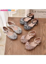 Girls Sequins Lace Bow Kids Shoes Girls Cute Pearl Princess Dance Single Casual Shoes 2021 New Children Party Wedding Shoes