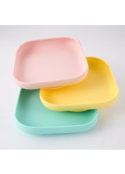 Baby Feeding Silicone Dinner Plate Square Tray With Suction Cup Food Grade Silicone Kids Tableware Waterproof Baby Plate