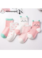 5pairs/lot 2022 Baby Socks for Kids Girls Boy Cotton Stripe Cartoon Animals Summer Baby Knitwear Socks Newborn Baby Clothes