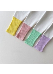 Infant Kids Casual Candy Colors Pants Spring Cotton Breathable Baby Girls Solid Color Hig Fashion Patchwork Clothes