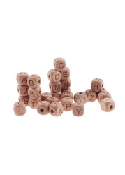 100pcs Baby Teething Beads 12mm Letter Beech Beads Pacifier Chain Letters Wooden Pacifier Toys Personalized Newborn Gifts