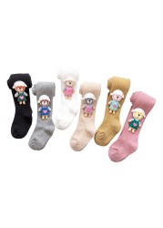 Kids Tights Baby Girls Cotton Stockings Cute Animal Pattern Tights Pants Children Kawaii Tights Girl Pink Pantyhose Clothes 0-9Y