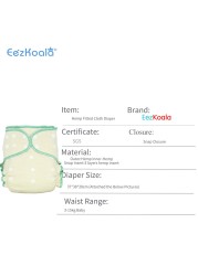 EezKoala 2 Pieces Eco Friendly OS Hemp Fitted Cloth Diapers, AIO All Diaper with Snap Insert, High Absorbency, Fits Baby 5-15kgs