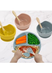 2021 new design silicone baby products tableware feeding waterproof bibs newborn flatware bowl spoon baby accessories