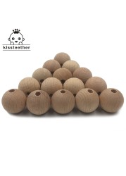 100pcs Wooden Chew Teether 10-20mm Round Beads Ecofriendly Unfinished Beech Beads DIY Craft Jewelry Accessories