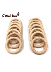 Baby Teether Wood Teething Beads Beech Wooden Ring DIY Wooden Teething Necklace