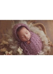 Newborn Photography Accessories Knitted Fleece Blanket Newborn Hat Newborn Photography Props Photo Studio Accessories