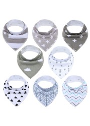 8pcs/lot soft comfortable colorful 100% organic cotton and baby bandana for boys and girls infants adjustable snaps saliva baby bibs