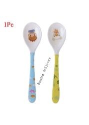 1pc Baby Spoon Straight Head Feeding Training Cutlery Flatware Tableware Infant Children Kids Safe Feeder Learning Supplies