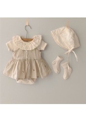 Fashion Baby Girl Clothes Linen Cotton Baby Girl Dress Summer Dress for Girls 0-2Y Newborn Baby Clothes